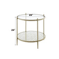 Zaba End Table, Glass Top & Champagne Finish Lv02756 Champagne Glass Metal