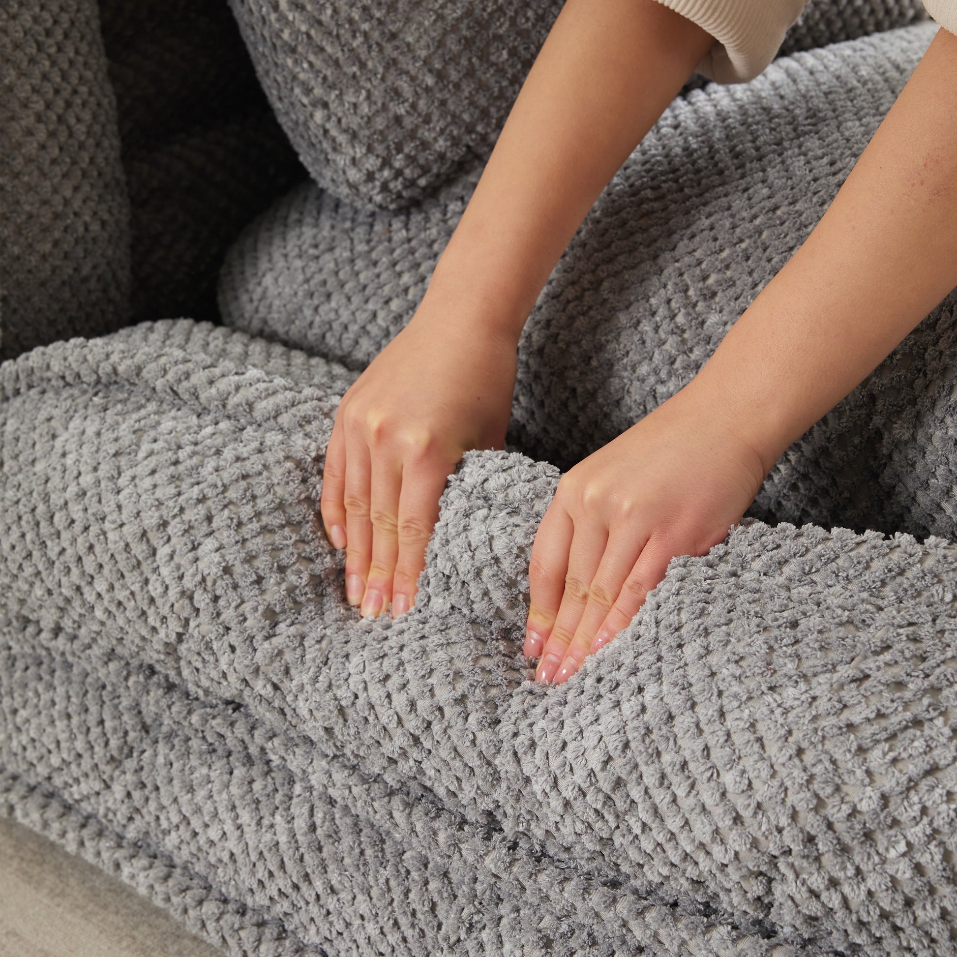 Human Dog Bed ,Lazy Sofa Couch ,5 Adjustable Position,Sit,Sleep,Fold,Suit To Put In Bedroom, Living Room ,Space Saving Design,Gray Gray Polyester Metal Primary Living Space Medium Soft Cushion Back