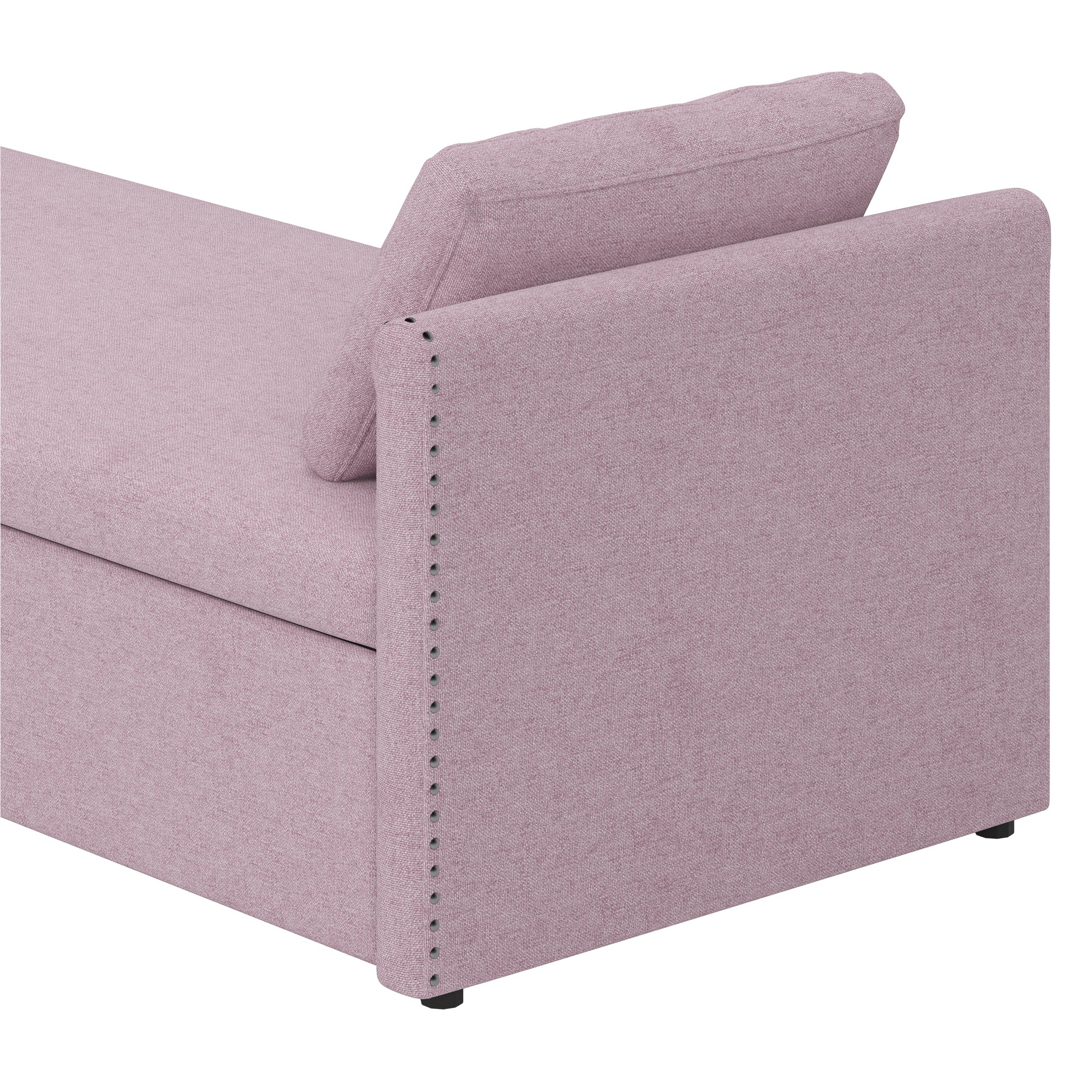 Modern Upholstered Chaise Lounger Daybed Small Single Daybed With 2 Drawers, No Mattress Needed, Perfect For Living Rooms & Home Office, Linen Fabric, Pink Pink Linen