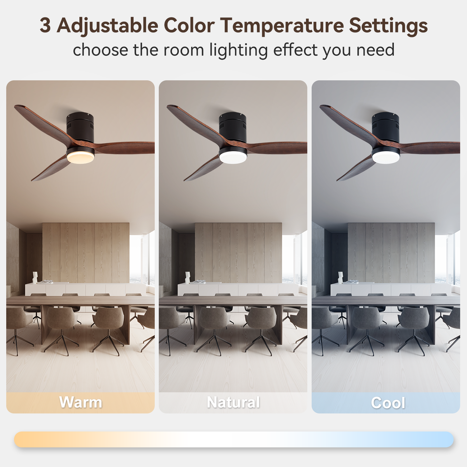 Ceiling Fan With Light, 52 Inch Flush Mount Ceiling Fan, Reversible Blades, 3Cct Low Profile Ceiling Fan With Remote For Bedroom Living Room Walnut Modern Wood