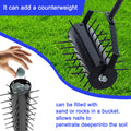 Rolling Manual Lawn Aerator, Home Aerator Lawn Tool Pusher, 58 Inch Handle Push Lawn Aerator For Lawns, Yards And Gardens Black Iron