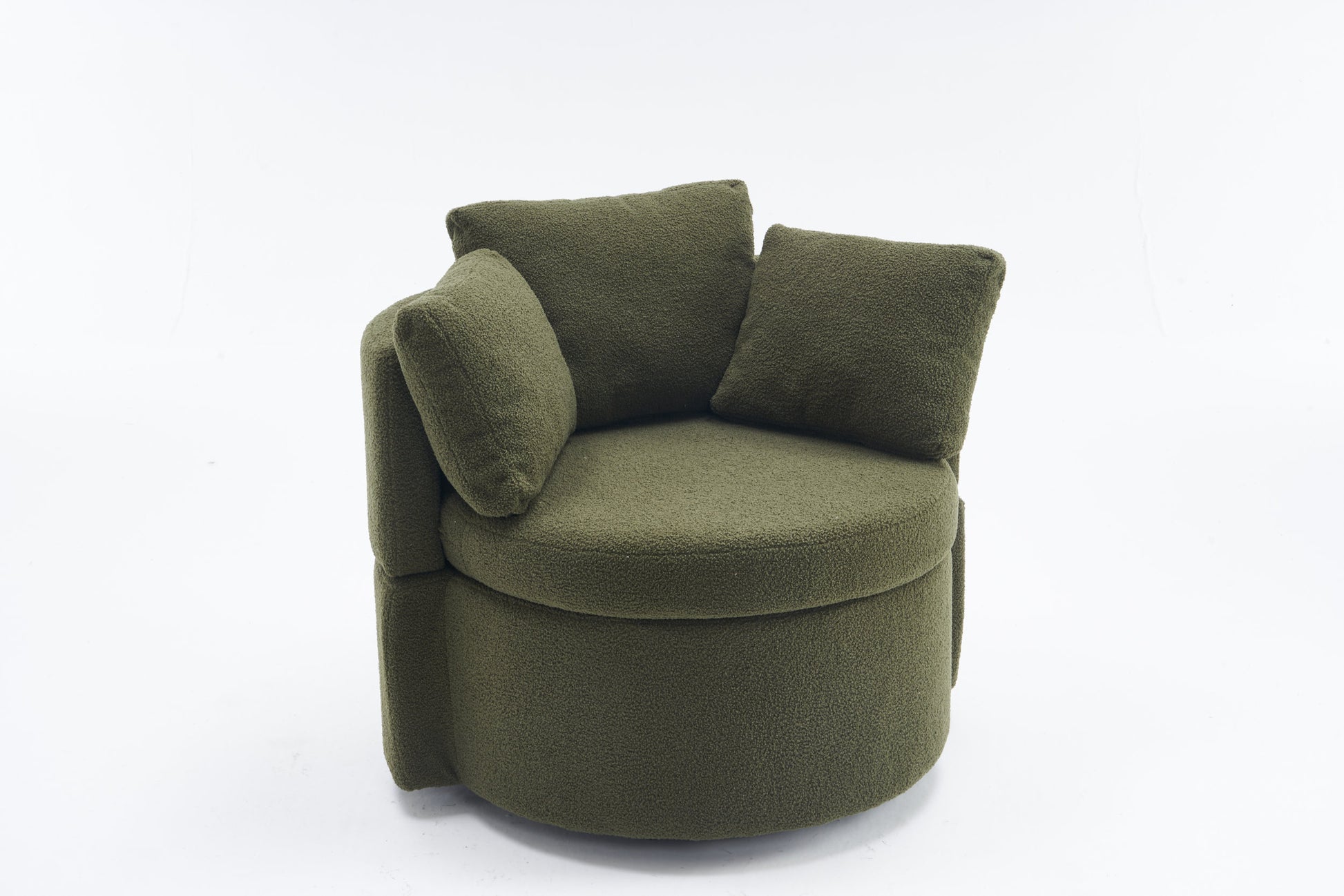 029 Teddy Fabric Swivel And Storage Chair With Back Cushion For Living Room,Green Green Primary Living Space Modern Foam Teddy