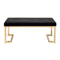 Black And Champagne Bench With C Metal Base Black Gold Bedroom Black Modern Fabric Metal