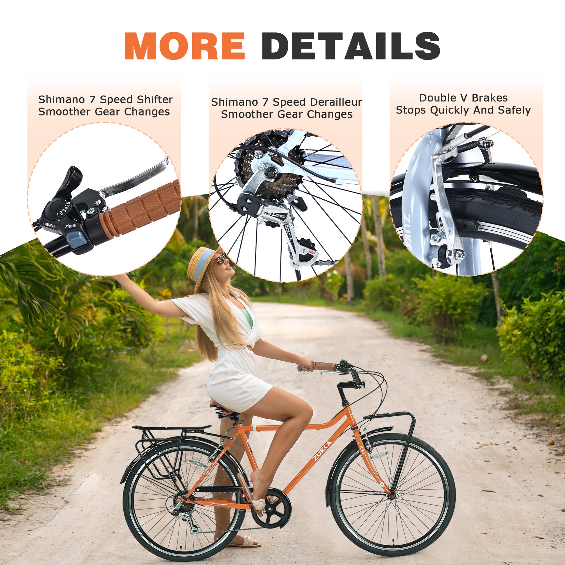 7 Speed, Steel Frame, Multiple Colors 26 Inch Vintage Style Bike,Retro