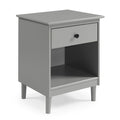 Classic 1 Drawer Solid Wood Nightstand With Cubby Grey Gray Mdf Pine