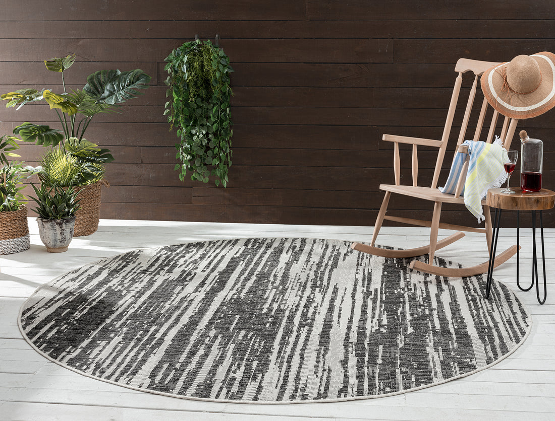 Modern, Abstract, Textured Cut Pile 3'11" X 5'11" Rectangle Area Rug Charcoal Polypropylene