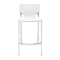 Illa 26 Inch Counter Height Chair, Set Of 2, Chrome Base, Vegan Leather, White White Metal