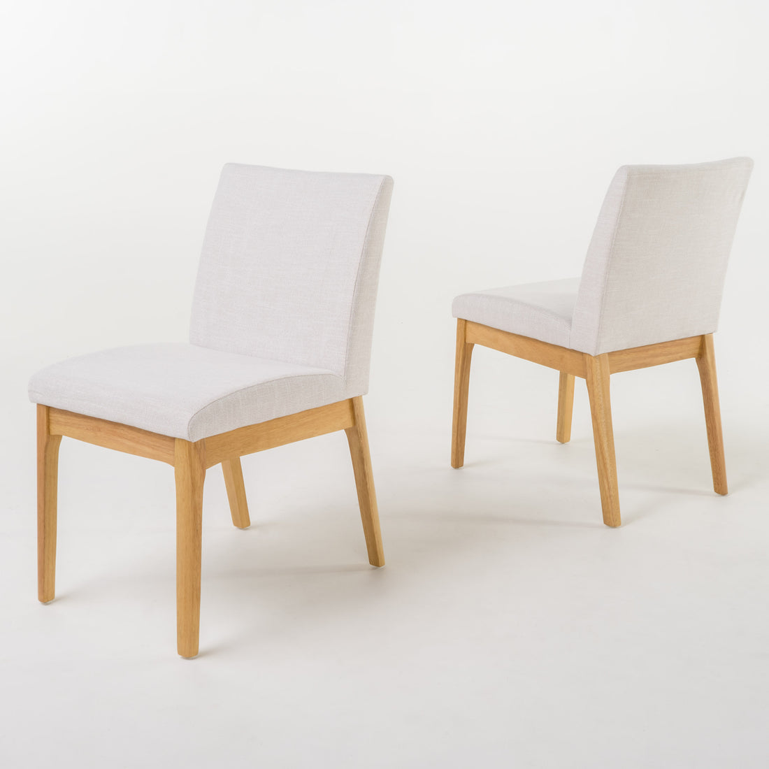 Dining Chair Set Of 2 Light Beige Fabric