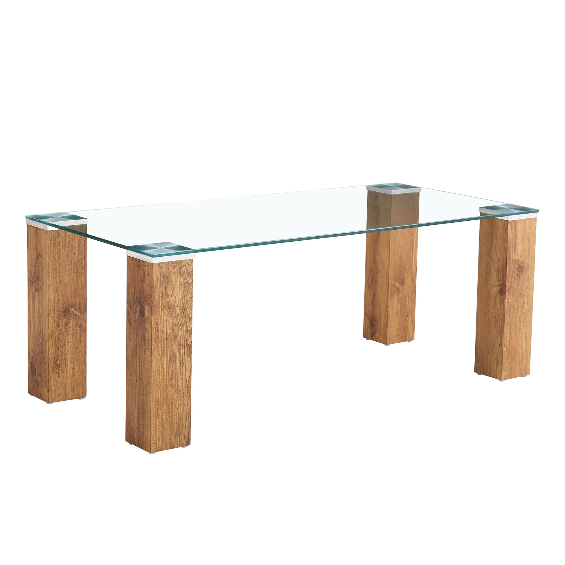 Glass Top Coffee Table,Tea Table, With Mdf Legs Stylish Blend Of Elegance And Durability 44.9"*21.7"*16.9" Transparent Wood Glass