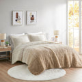 Ombre Shaggy Long Fur Comforter Mini Set Queen Natural Polyester