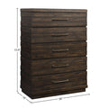 Indutrial Farmhouse 5 Drawer Chest Brown Solid Wood Mdf