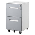 3 Drawer Mobile Locking File Cabinet, Rolling Filing Cabinet For Letter A4 Size With 5 Wheels,Grey Grey Metal