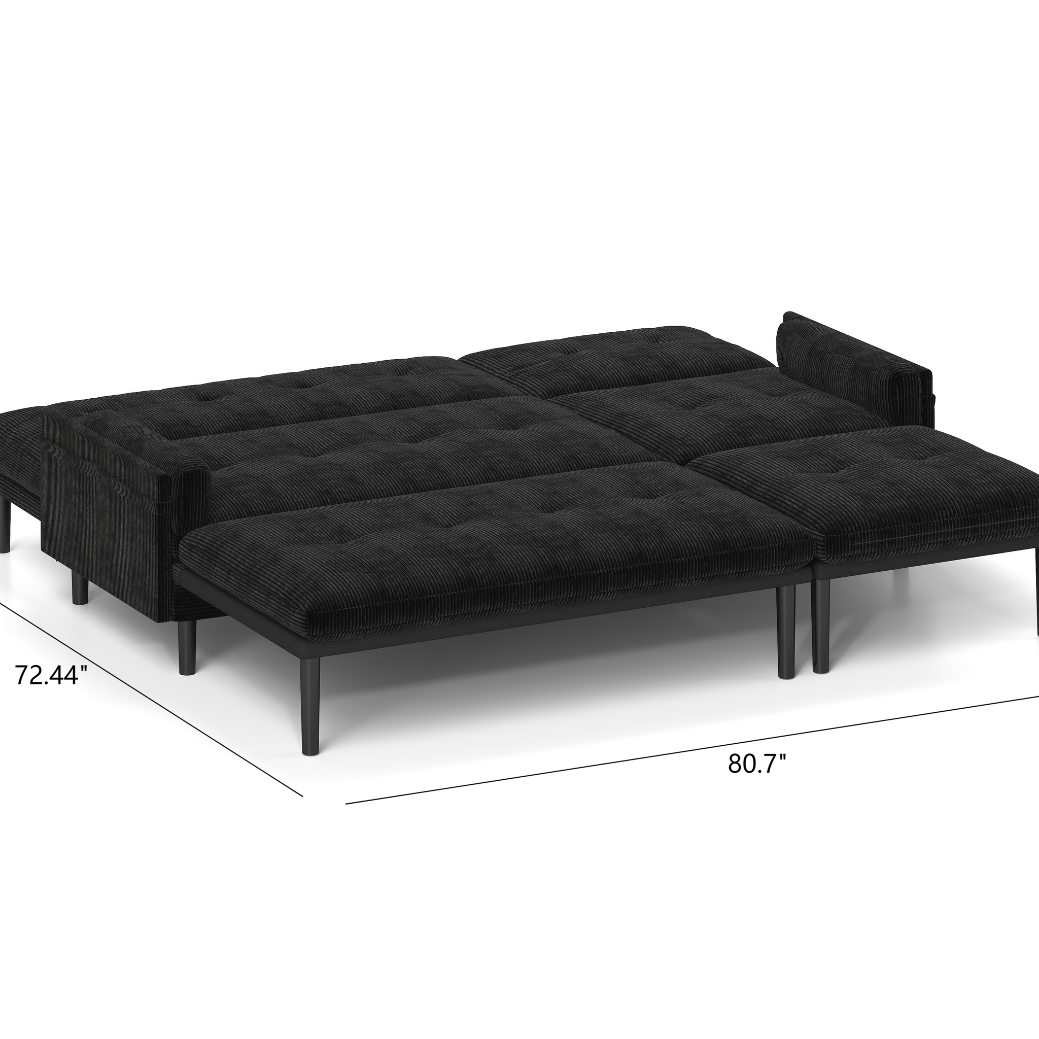 Black Corduroy Sectional Sofa: Convertible 3 Seaters Sofa, L Shaped Sofa, And Bed Black Velvet Metal Primary Living Space Medium Soft Loose Back Pillow Top Arms Foam Fabric Metal 3 Seat