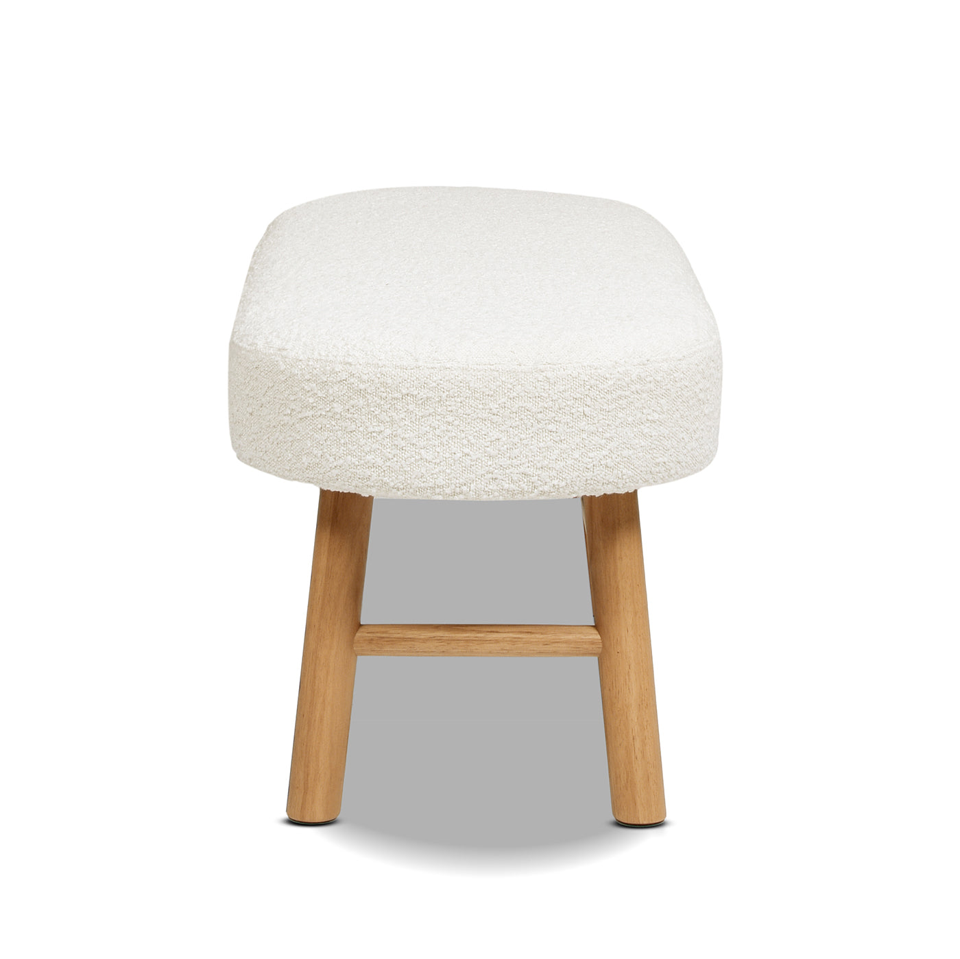 Fuji 42" Upholstered Bedroom Accent Bench With Natural Wood Legs, Ivory White Boucle White Foam Boucle