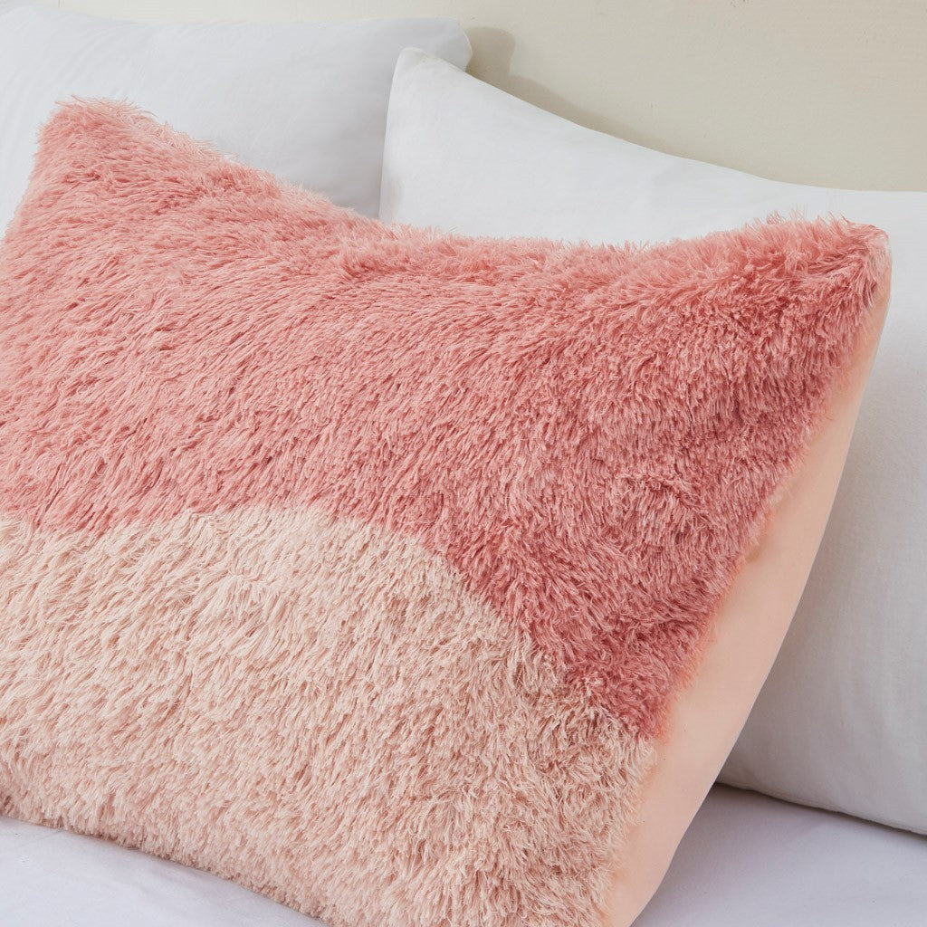 Ombre Shaggy Faux Fur Comforter Set Twin Multicolor Polyester