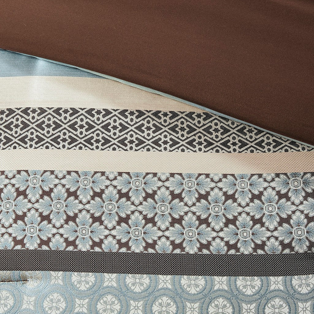 7 Piece Comforter Set Blue King King Blue Polyester