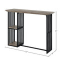 Oak And Sandy Black 2 Shelf Counter Height Table Oak Seats 4 Dining Room Industrial Rectangular Wood Metal Trestle
