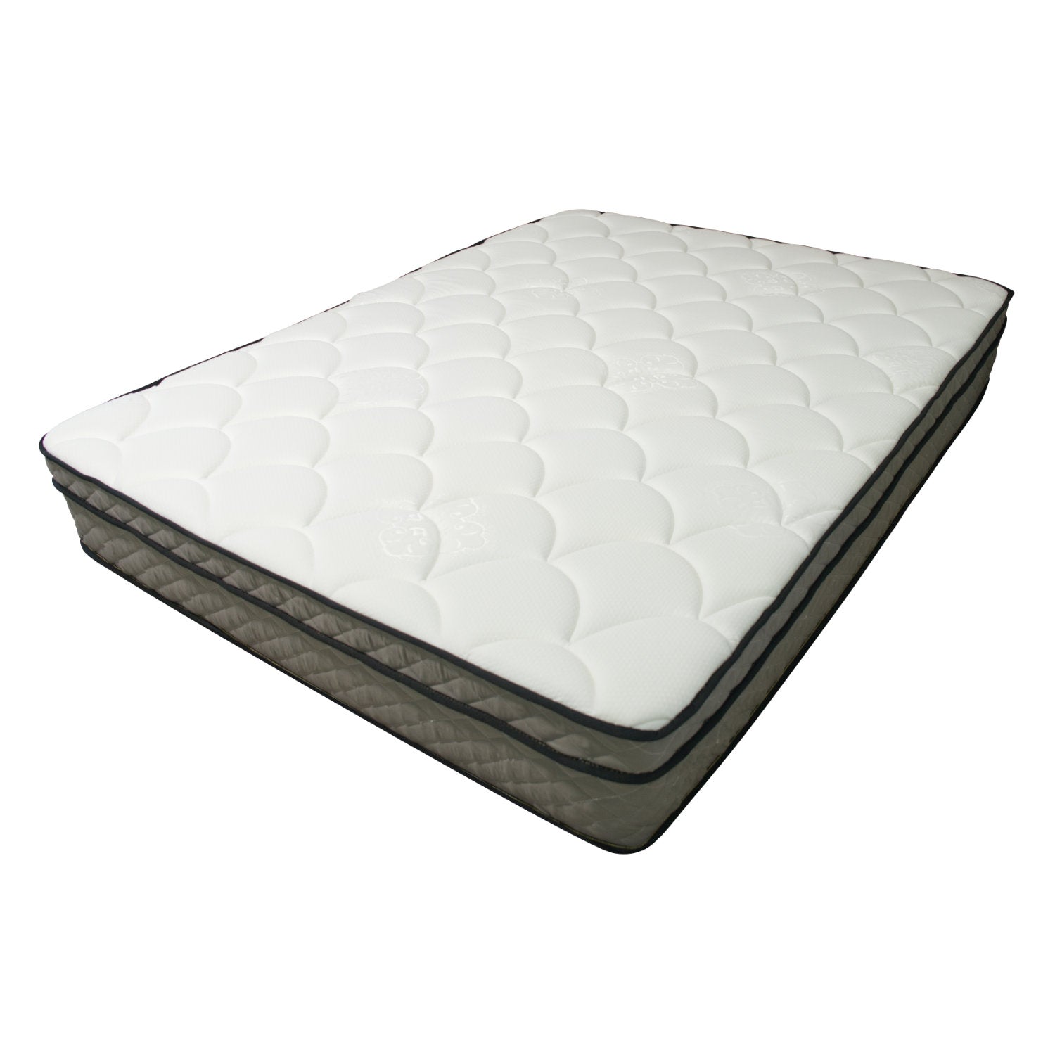 Made In Usa 12" Twin Euro Top Pocket Coil And Cooling Gel Memory Foam Highlyquilted Cover Hybrid Mattress, Pressure Relief, And Motion Isolation, Certipur Us In A Box White Gray Foam Spring Twin