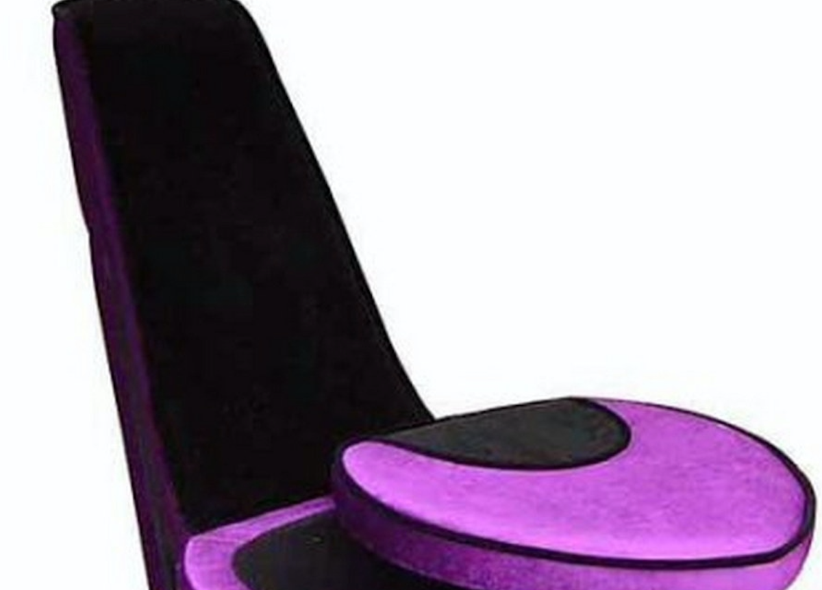 32.86" In Purple W Black Sole High Heel Storage Chair Purple Black Wood Fabric