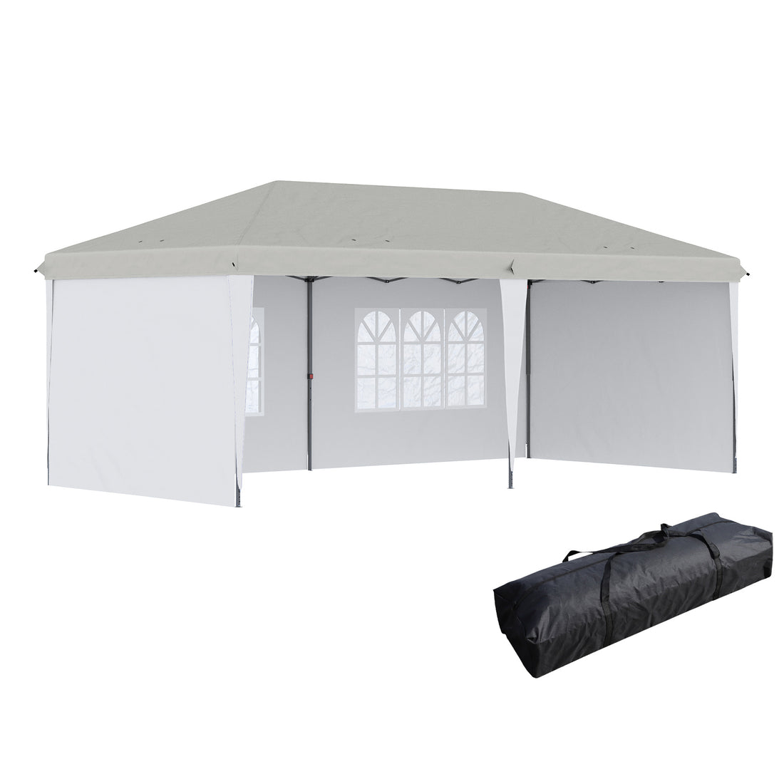 Outsunny 10' X 20' Pop Up Canopy Tent With 4 Sidewalls, Heavy Duty Tents For Parties, Outdoor Instant Gazebo With Carry Bag, For Outdoor, Garden, Patio, White White Steel