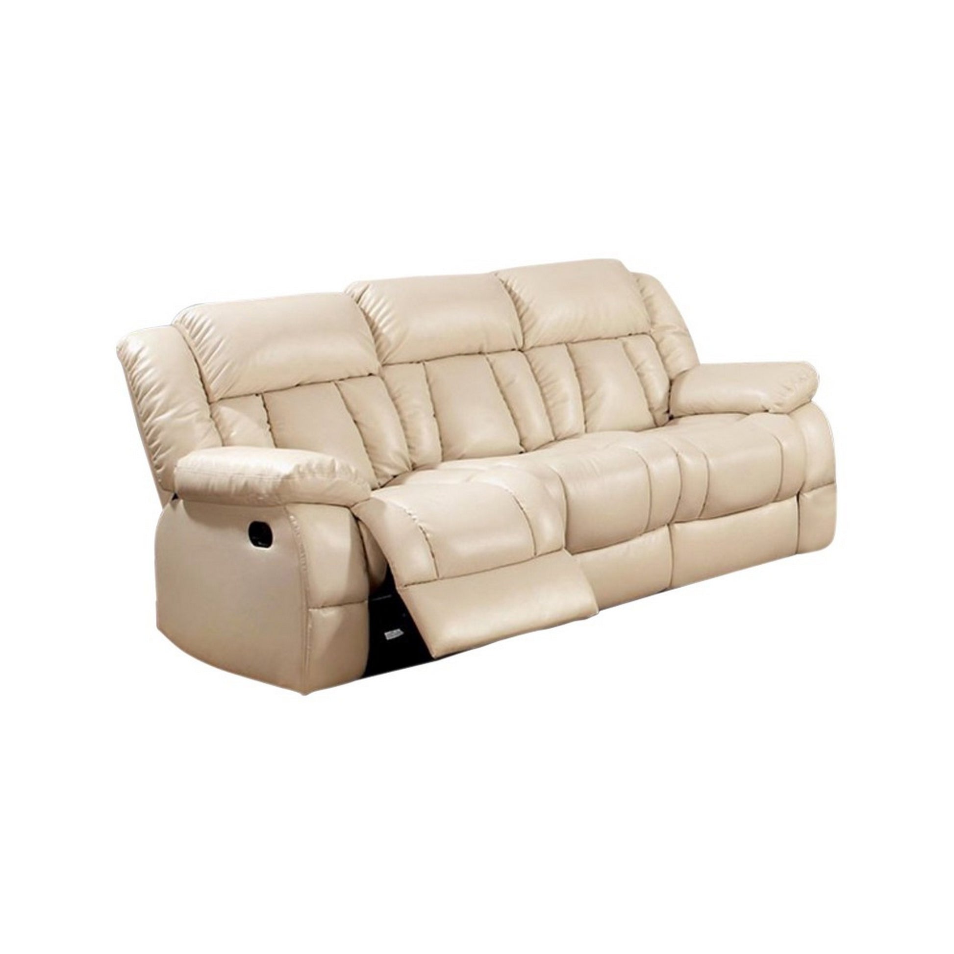 Sofa With 2 Recliners, Ivory Ivory Leather