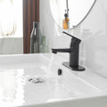 Matte Black Single Handle Low Arc Bathroom Faucet Matte Black Brass