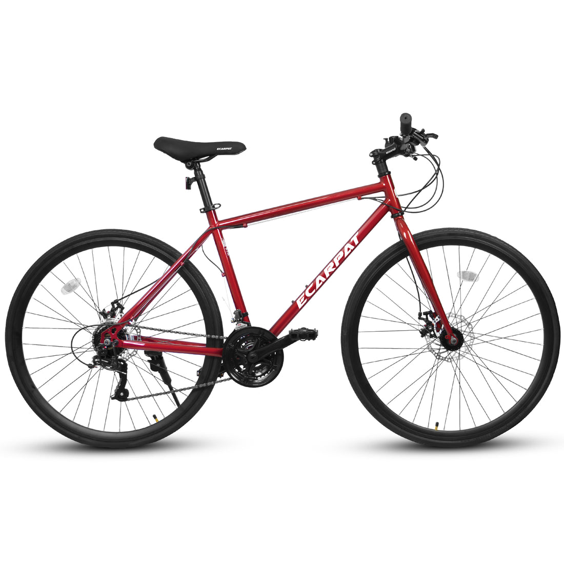 A27305 700C Ecarpat Road Bike, 21 Speed Disc Brakes,High Carbon Steel Frame Bike ,Racing Bike City Commuting Road Bicycle For Men Women Cycling Black Red Without Durable Garden & Outdoor Classic Multifunctional Polyurethane Foam Steel