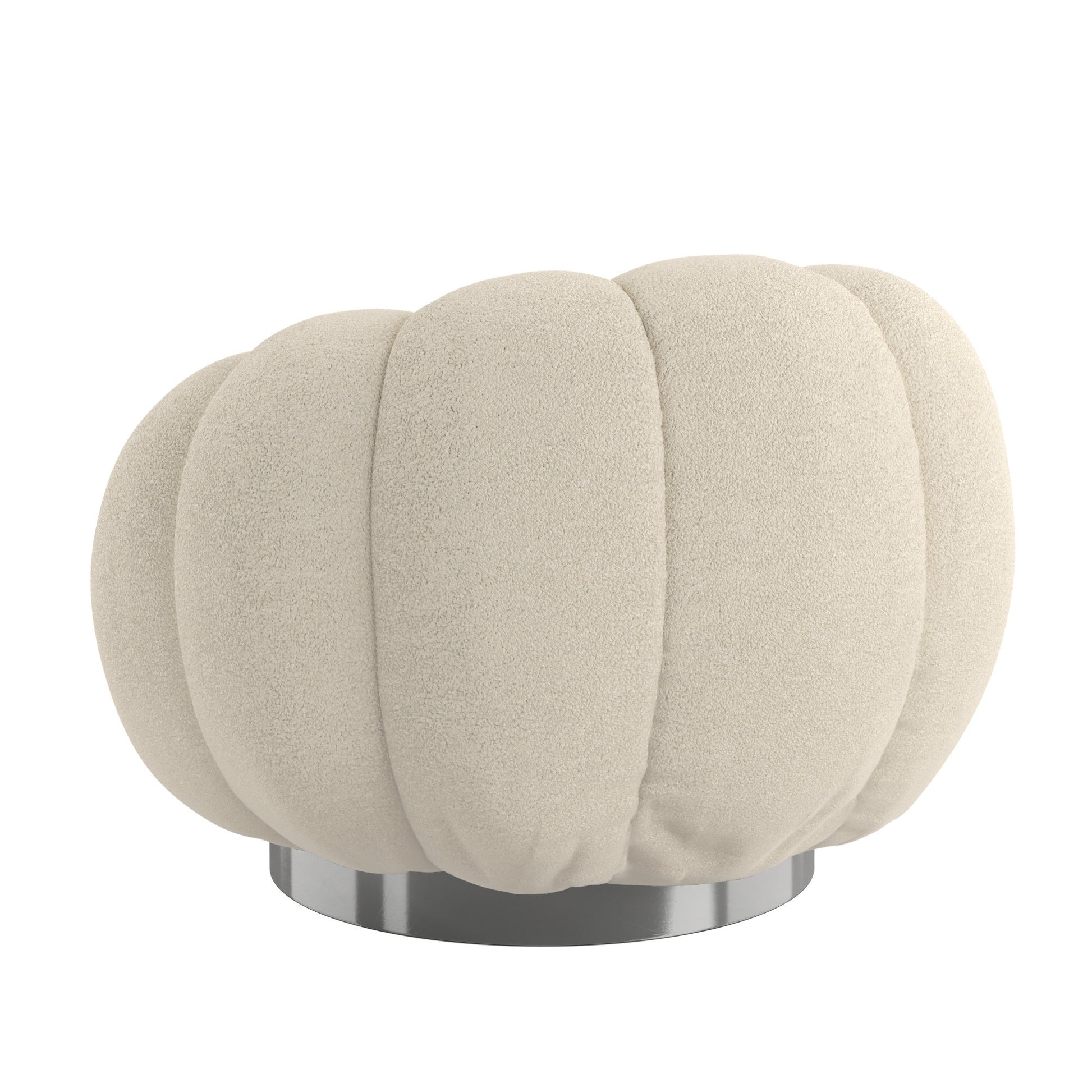 Lillie White Pumpkin Swivel Accent Chair White Foam Solid Wood