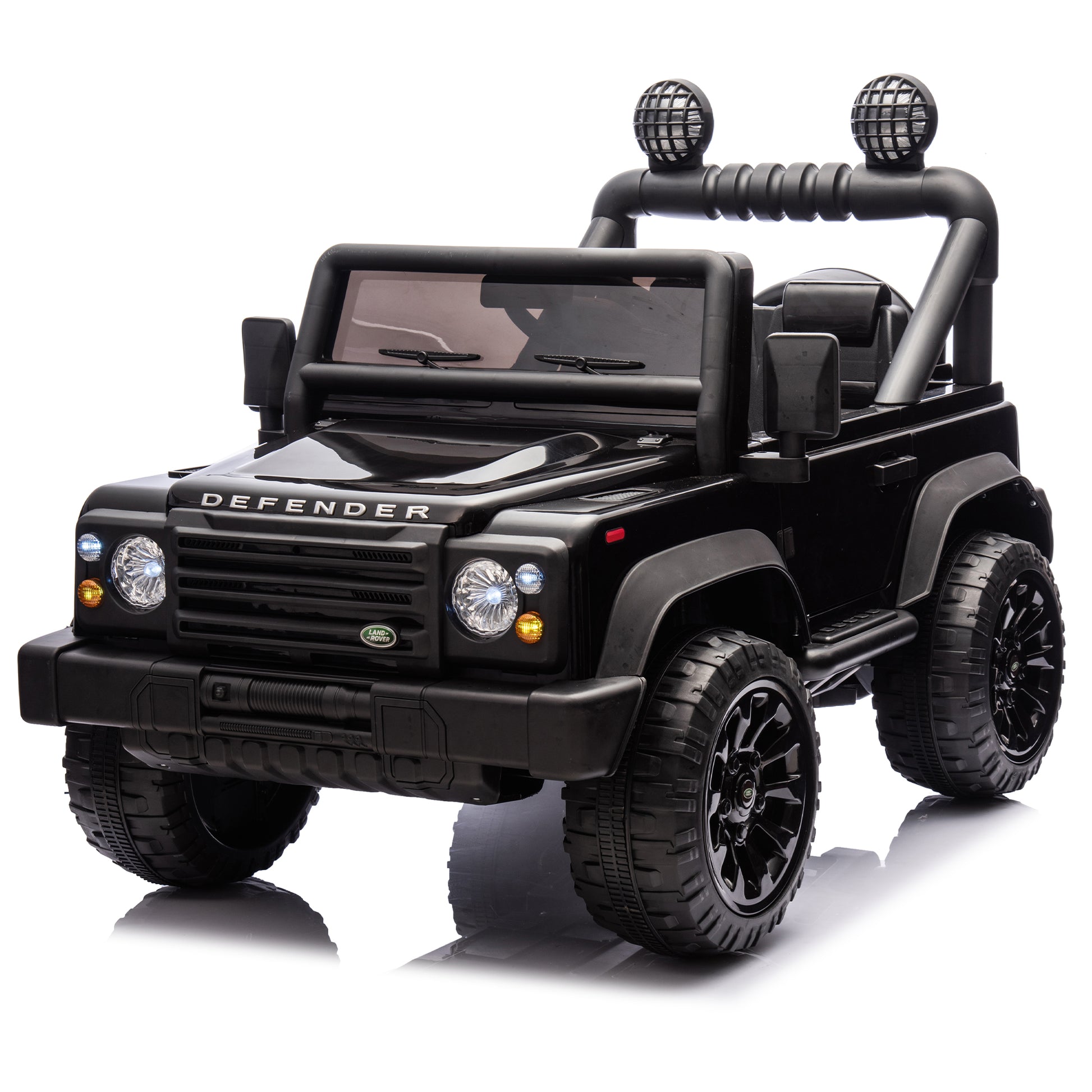 Licensed Land Rover Defender Volta 5008 24V Kids Ride On Car W Parents Control,2Wd,Four Wheel Suspension,Bluetooth,Mp3,Music,Adjustable Volume,Power Display,Led Lights,Speeds 1.86 3.11Mph For Kids 3 7 Black Polypropylene