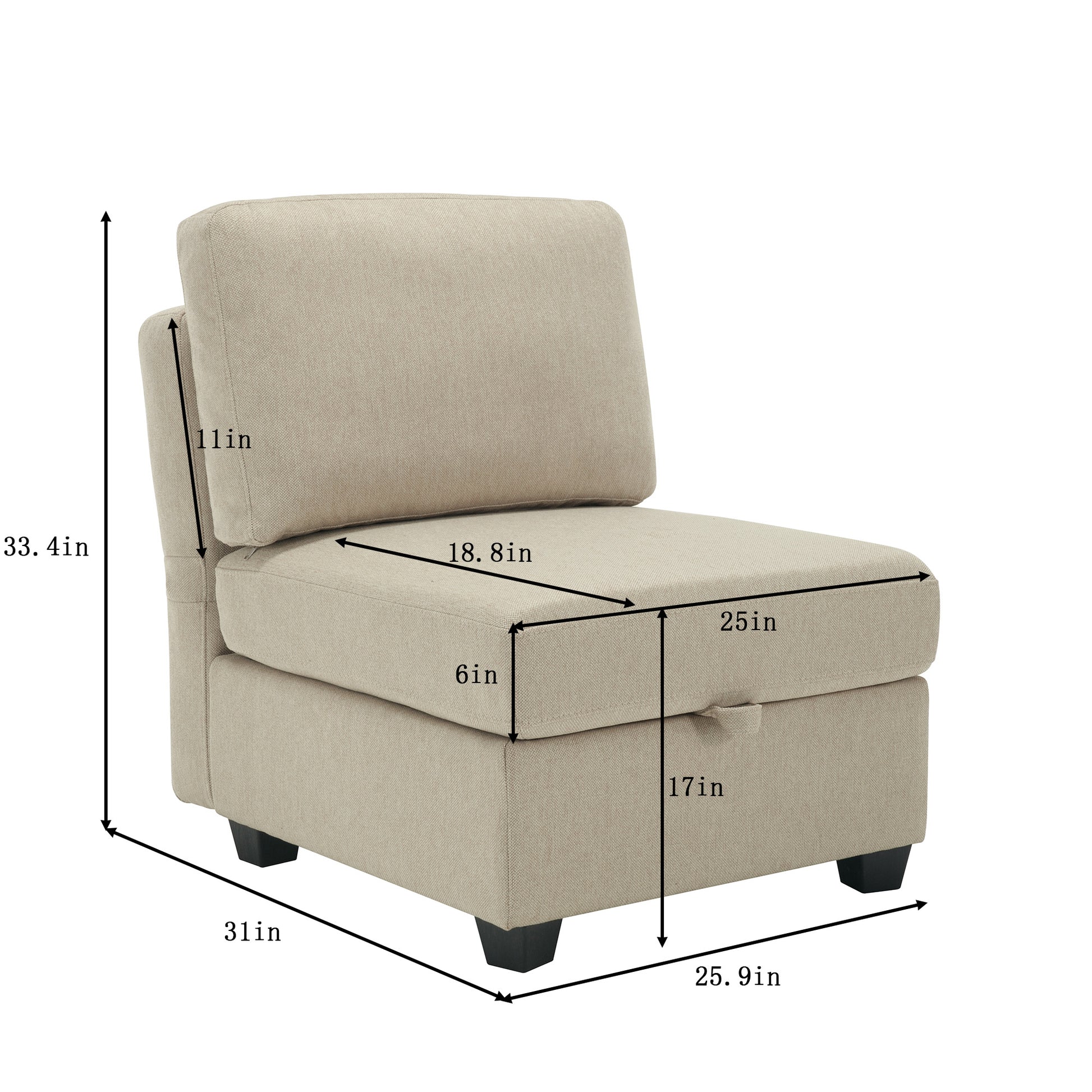 Adjustable Arms And Backs Sectional Sofa, Modern Sectional Couch U Shaped Sofa Couch With Storage Ottoman, Sofa With Convertible Chaise Beige Beige Polyester 4 Seat