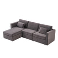 Modern Velvet Modular Sectional Sofa, L Shape Convertible Sofa Set With Pillows, Oversized Sectional Couches With Storage Ottomans For Living Room, Loft, Apartment, Office Dark Gray 4 Seats Wood Primary Living Space Medium Duty Pine 4 Seat Dark Gray