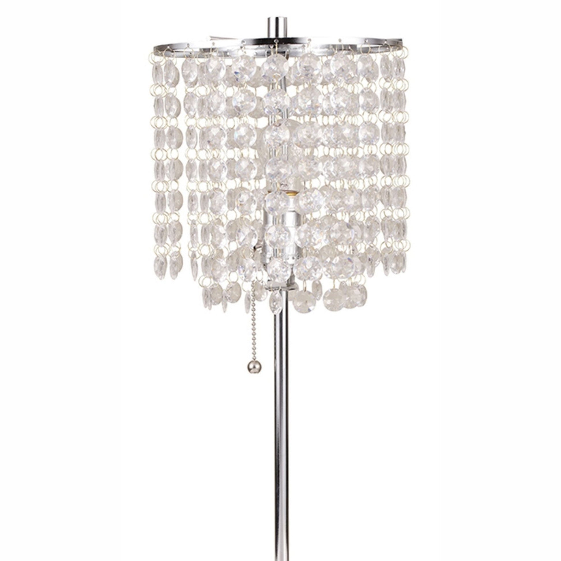 20.25" Tall Metal Table Lamp With Silver Finish, Crystal Inspired Shade Silver Metal