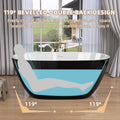 55 Inch Acrylic Freestanding Bathtub Modern Stand Alone Soaking Bathtub With Overflow And Pop Up Drain Gloss Black Black White Oval Bathroom Freestanding Tubs Polished Less Than 59 In