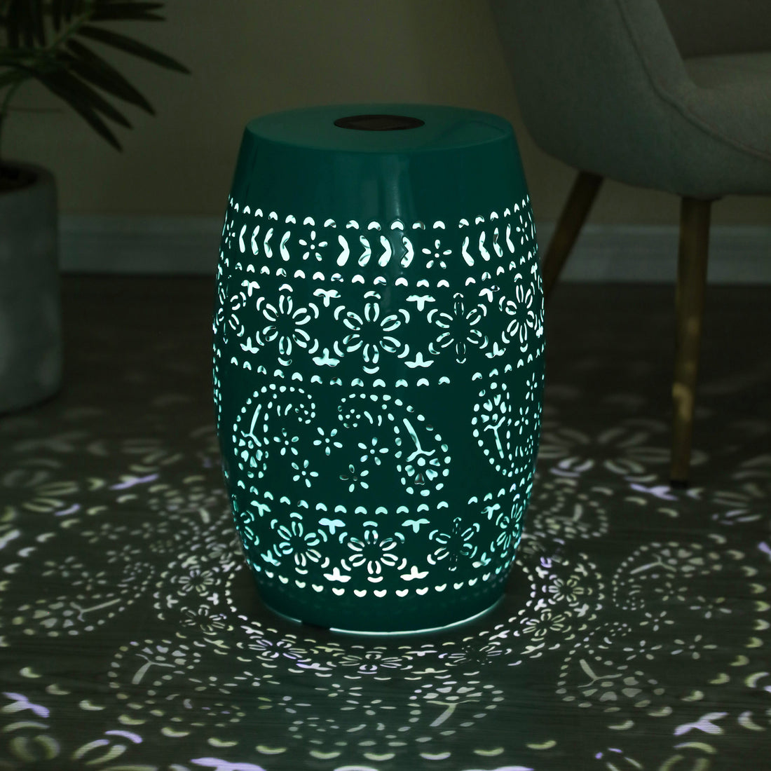 Solar Side Table Teal Iron