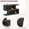 Retro Console Table With Symmetrical 2 Tier Open Shelf For Entryway And Living Room Black Black Mdf