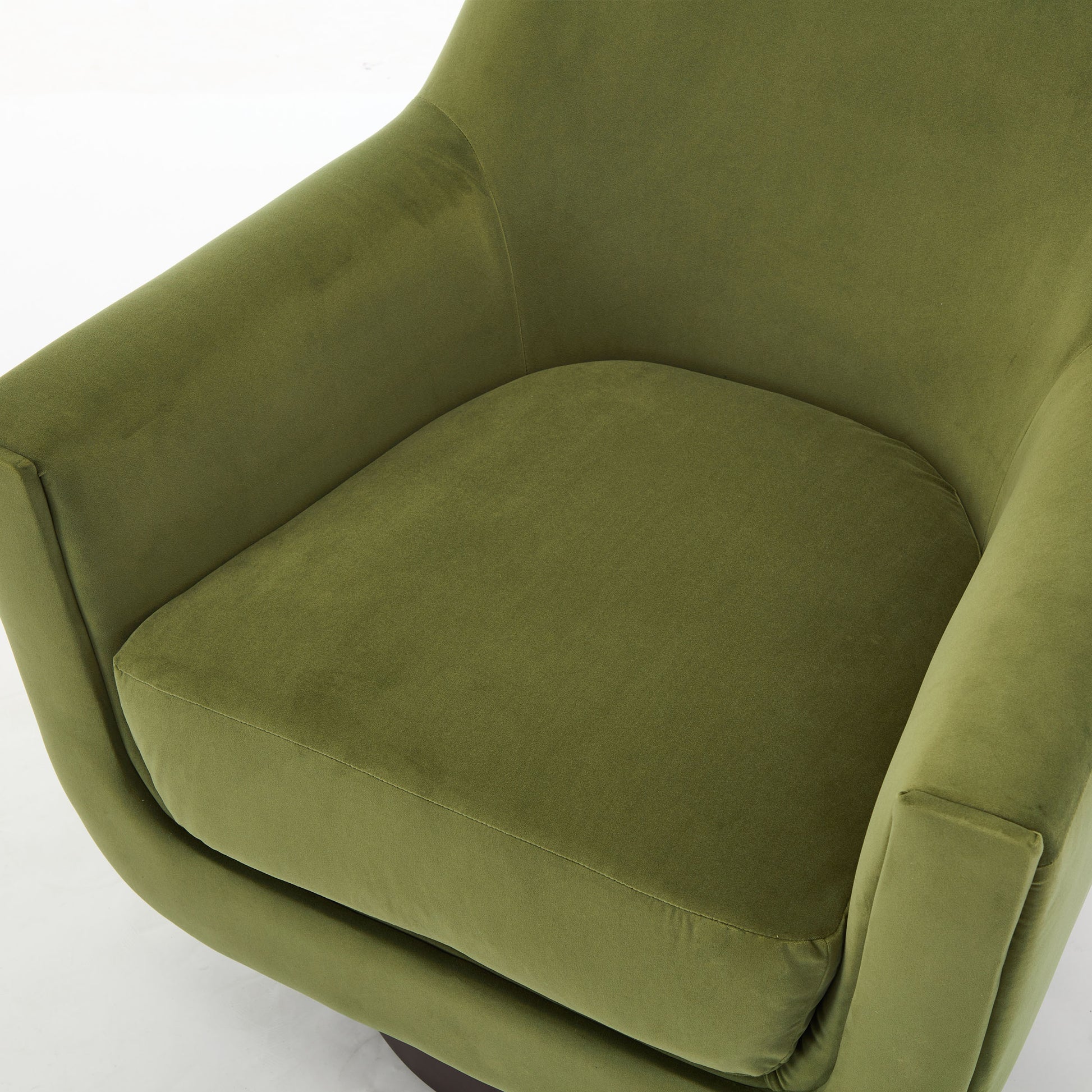 U Shaped Fully Assembled Swivel Chair Velvet Accent Chair Armchair Round Barrel Chair For Living Room Bedroom, Green Green Velvet