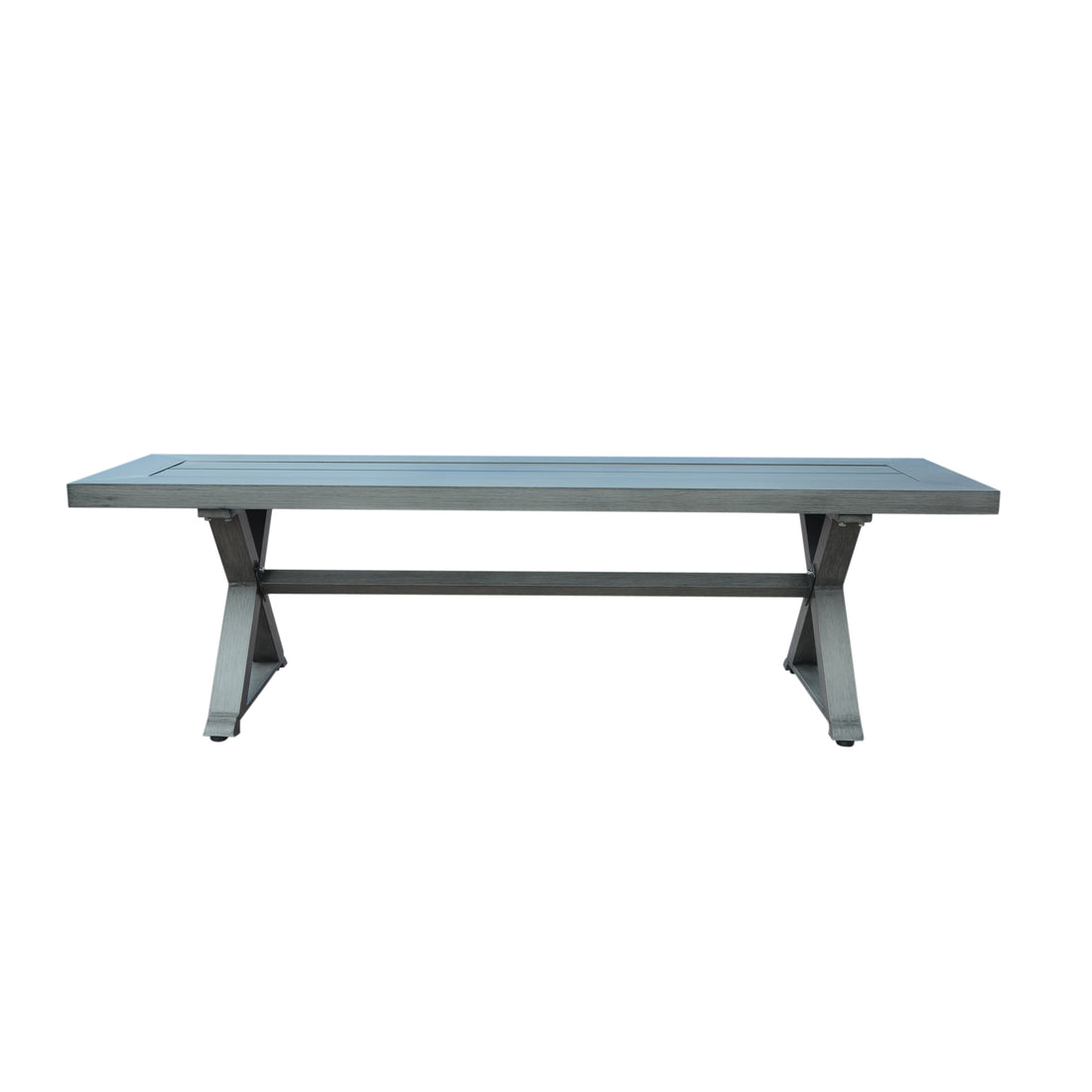 Modern Outdoor Aluminum Dining Bench, Dark Gray -