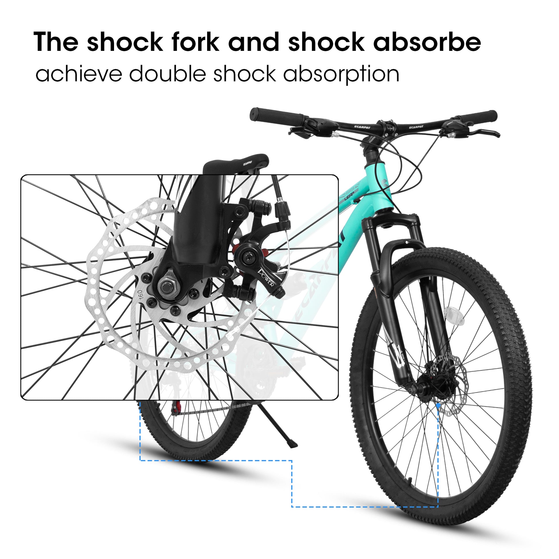 A26207 26 Inch Steel Frame Shock Fork Plus Shock Absorber 21 Speed Unisex Mountain Bike Blue Without Wear Resistant Garden & Outdoor Sporty Multifunctional Steel