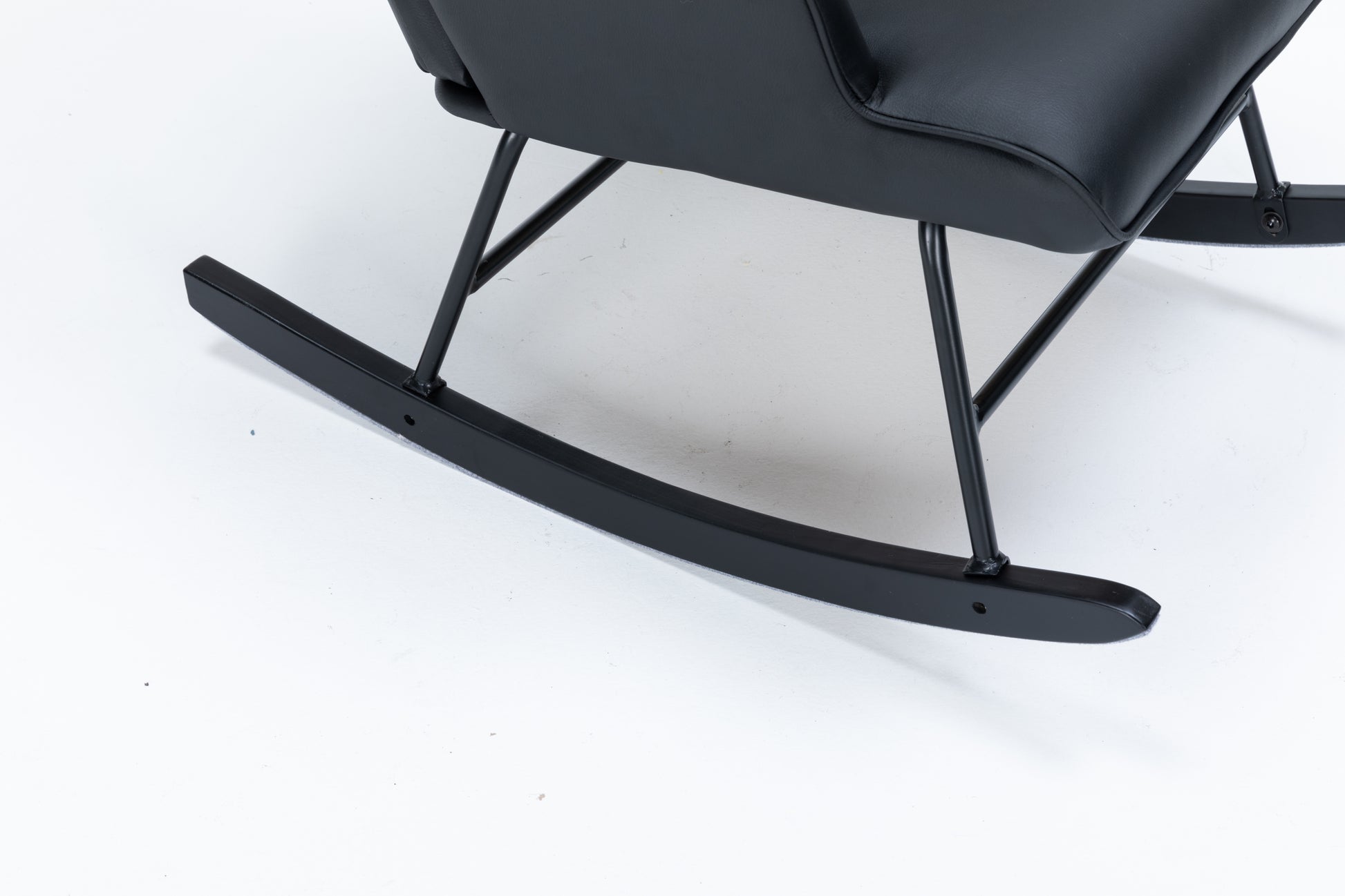 Rocking Chair, Glider Chair,Rocking Accent Chair With Lumbar Pillow And Ottoman For Nursery Living Room Bedroom Black Pu