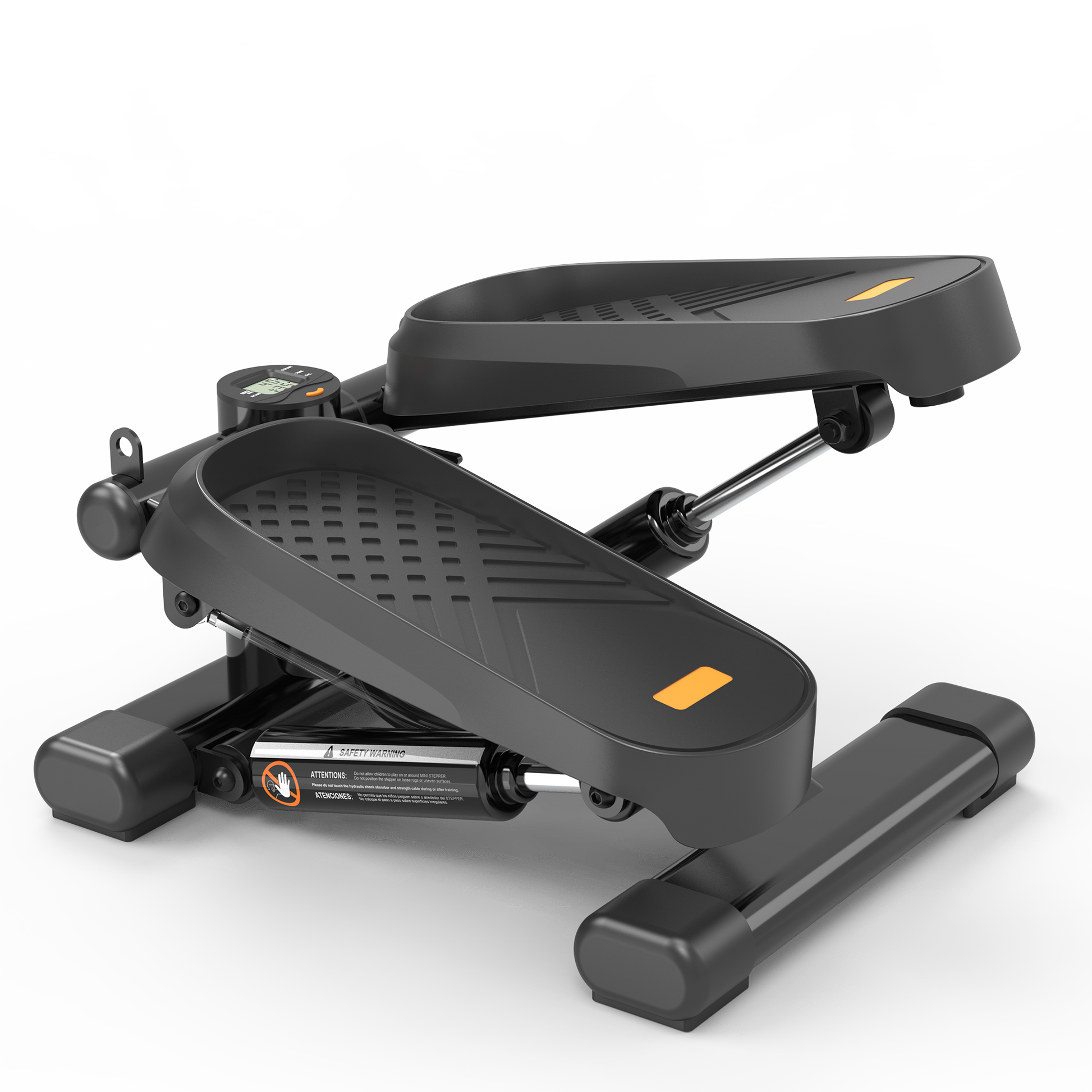 Home Office Exercise 330Lbs Capacity Mini Stepper With Resistance Bands And Lcd Monitor Black Steel