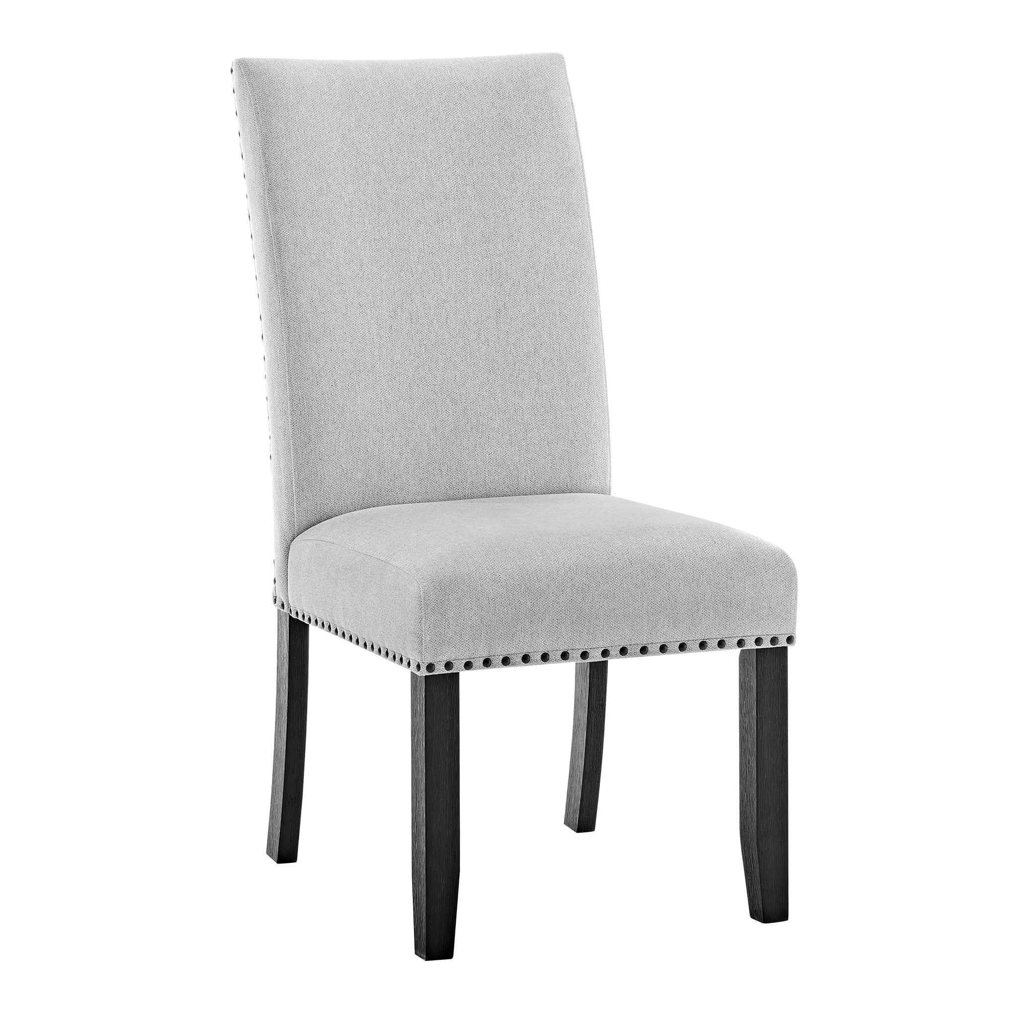 Modern Look 2Pc Light Gray Finish Side Chair Fabric Full Back Upholstered Seat Trim Accent Dining Room Wooden Furniture Gray Dining Room Contemporary,Modern Side Chair Set Of 2 Wood