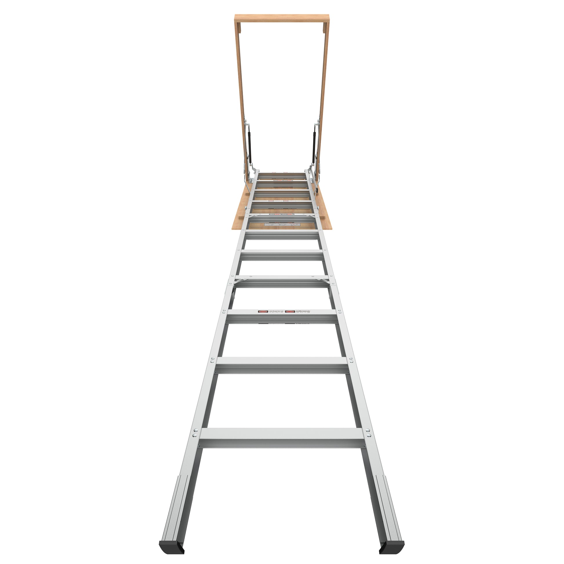 Household Aluminum Attic Ladder 25" X 54" ,375 Lbs Capacity, 7'8" 10'3" Ceiling Height Grey Aluminium Alloy