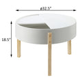 White And Natural Coffee Table With Hidden Storage White Primary Living Space Pine Round Wood