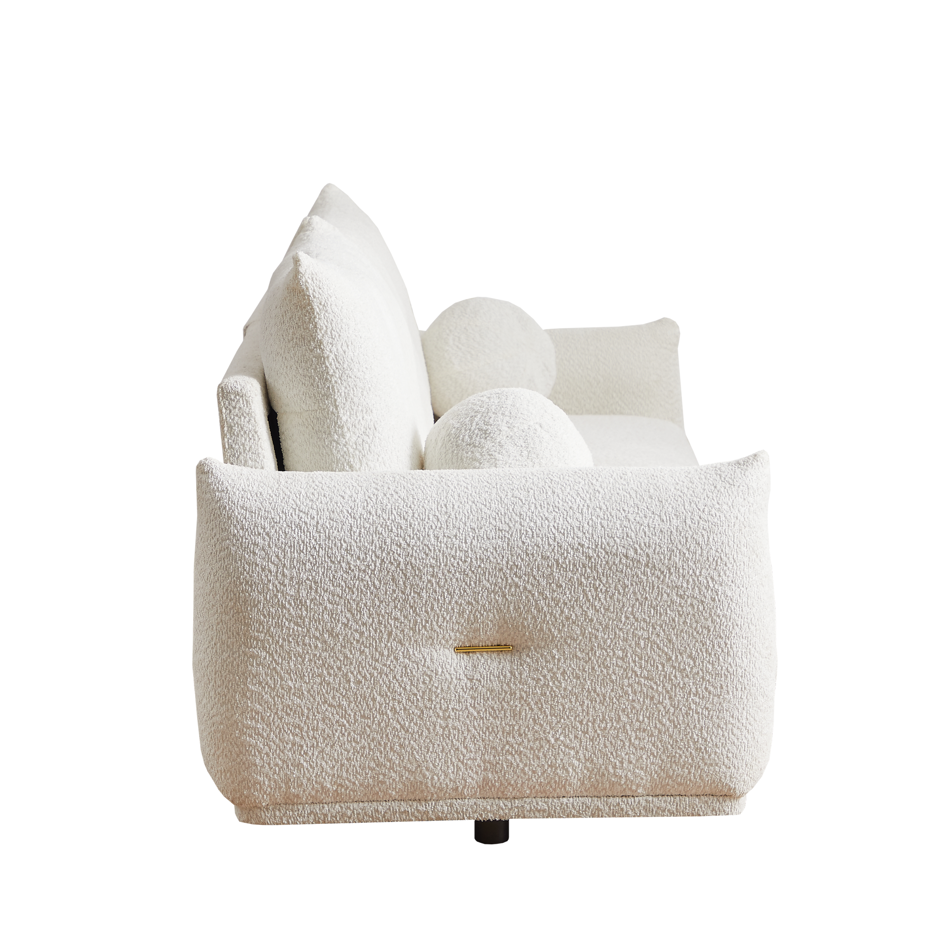 Lamb'S Wool 2 Seater Cushion Sofa 90'' Comfortable Sofa For Living Room Bedroom And Other Casual Spaces Lamb'S Wool Sofa With 2 Cushions And 2 Ball Pillows. Beige Beige Foam Fabric 2 Seat