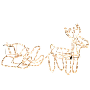 Outsunny 35" Led Reindeer Sleigh Outdoor Christmas Standing Figure Decoration White Plastic