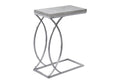 Accent Table, C Shaped, End, Side, Snack, Living Room, Bedroom, Grey Laminate, Chrome Metal, Contemporary, Modern Grey Mdf