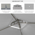 Outsunny 9.6' X 11.6' Patio Gazebo, Outdoor Canopy Shelter With 2 Tier Roof And Netting, Steel Frame For Garden, Lawn, Backyard, And Deck, Gray Grey Polyester