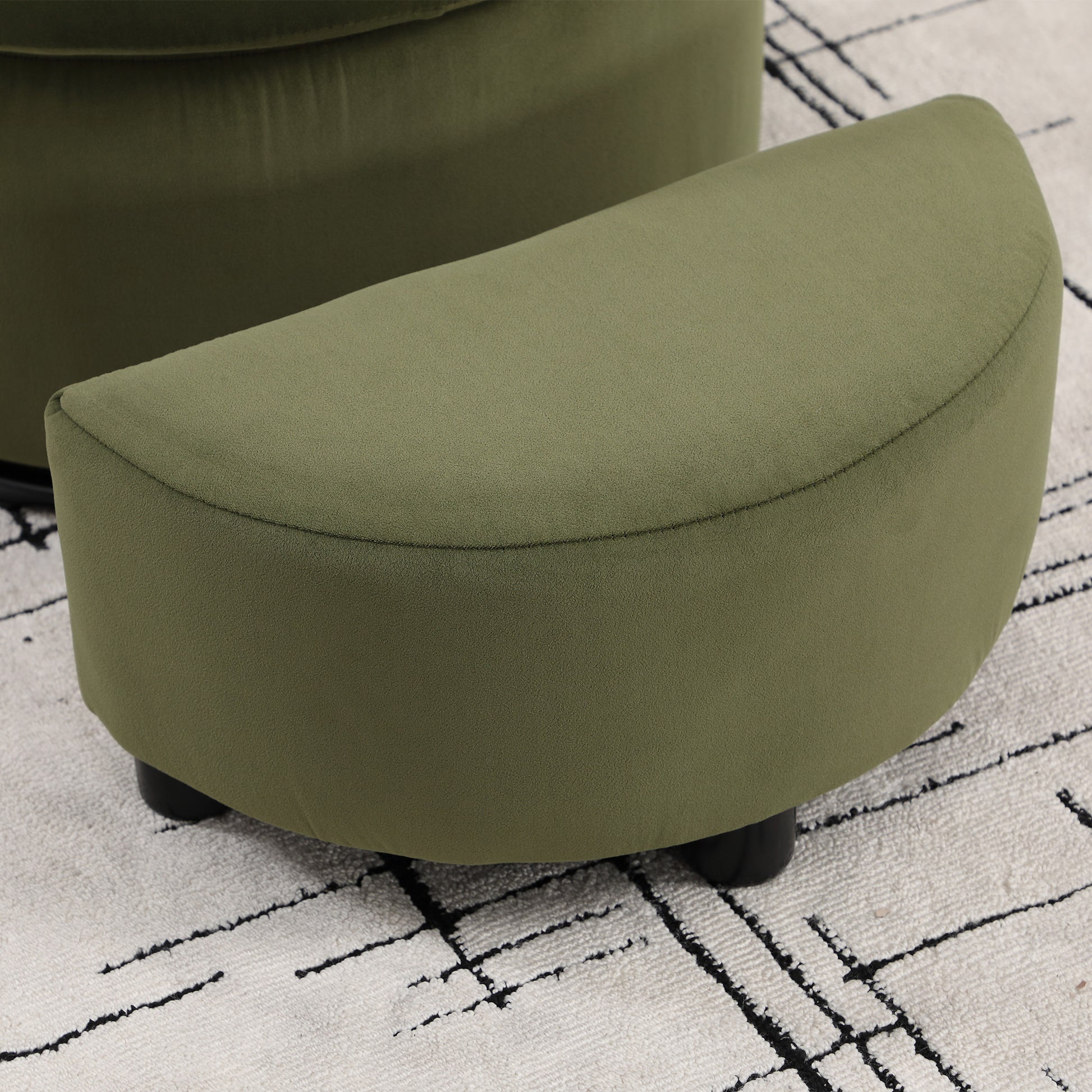 Upholstered Barrel Accent Chair With Ottoman, Living Room Side Chair With Storage, Single Sofa Armchair Olive Primary Living Space Foam Wood