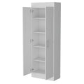 Dawson Pantry Cabinet With Sleek 5 Shelf Storage White White Kitchen Contemporary Rectangular Pine Particle Board Engineered Wood