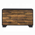 Walnut And Black 6 Drawer Dresser Walnut Black Bedroom Modern Particle Board